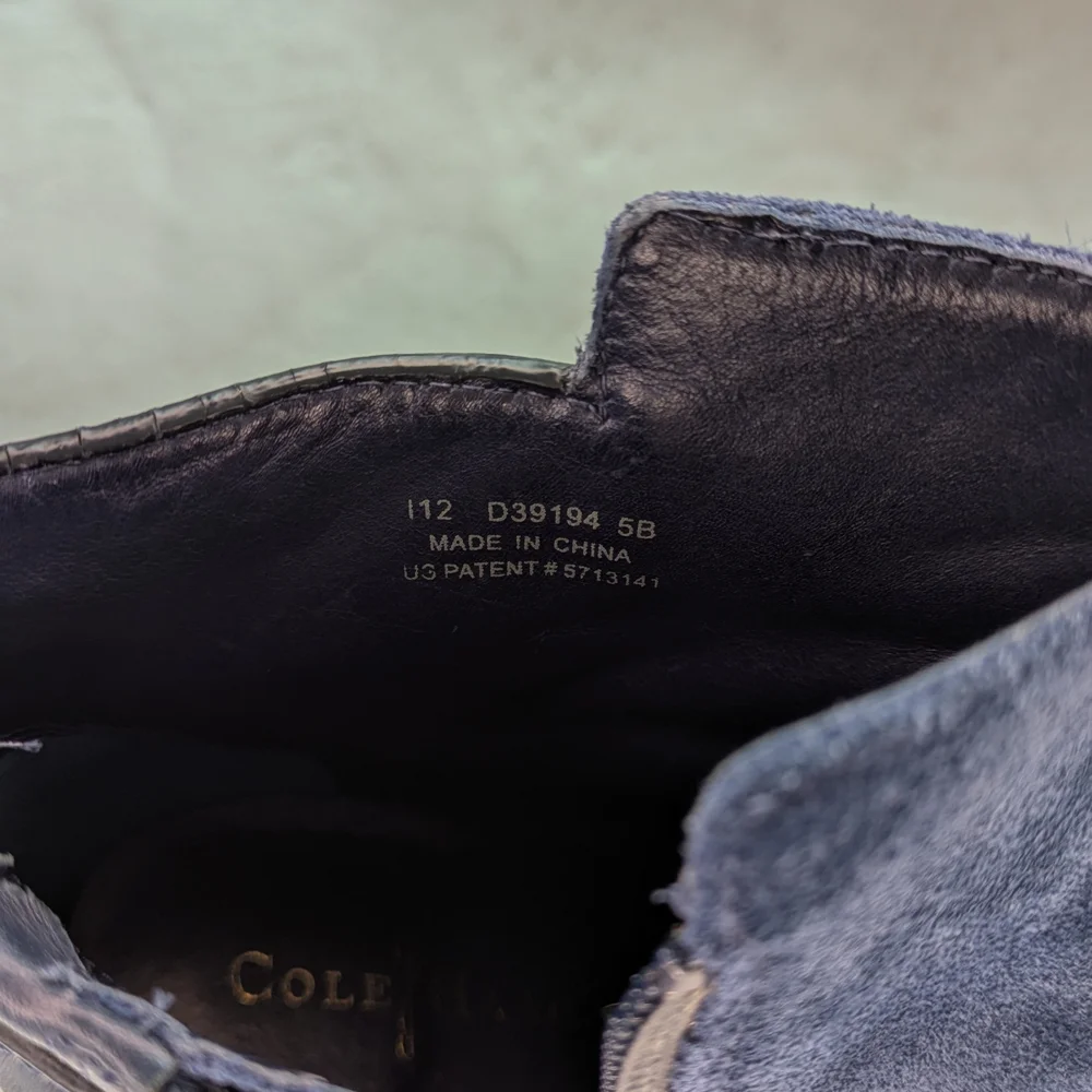 Cole Haan X Nike Air 5B Wedge Boots Dark Blue Ankle Booties Suede Leather - Picture 6 of 8